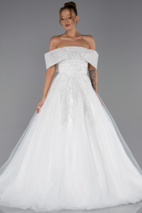 Long White Wedding Dress ABG196