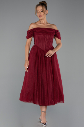 Midi Burgundy Cocktail Dress ABK2665