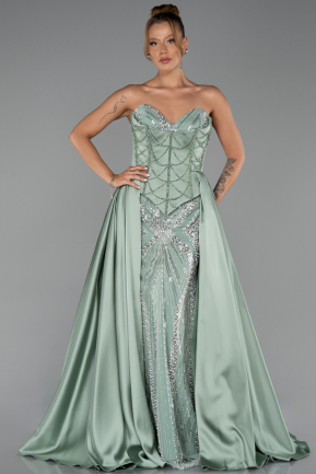 Long Mint Satin Evening Dress ABU6293