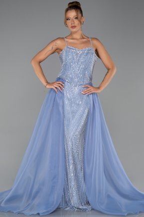 Long Light Blue Beaded Evening Dress ABU5730
