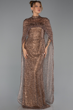 Long Brown Scaly Evening Dress ABU6343