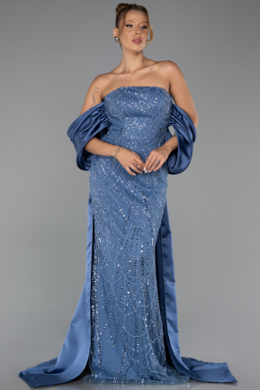 Long Indigo Beaded Evening Dress ABU6351