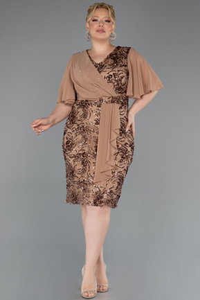 Midi Copper Scaly Plus Size Cocktail Dress ABK2666