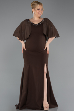 Long Brown Plus Size Evening Gown ABU6353
