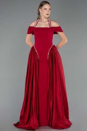 Long Red Satin Evening Dress ABU5995