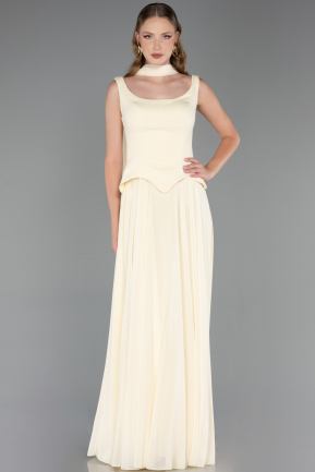 Long Yellow Chiffon Prom Gown ABU6369