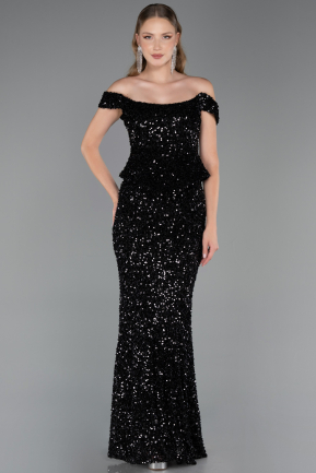 Long Black Scaly Evening Dress ABU6359