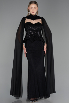 Long Black Dantelle Evening Dress ABU6360