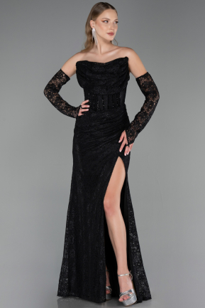 Long Black Dantelle Evening Dress ABU6376