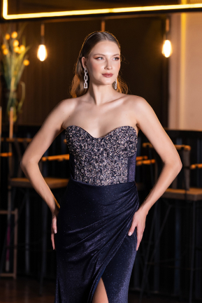 Long Navy Blue Evening Dress ABU6371