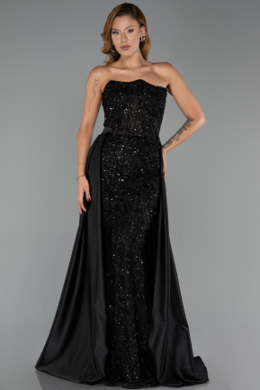 Long Black Dantelle Evening Dress ABU6393