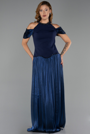 Long Navy Blue Chiffon Evening Dress ABU6402