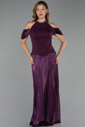Long Plum Chiffon Evening Dress ABU6402