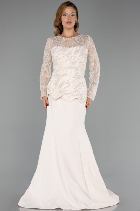 Long Beige Plus Size Evening Gown ABU6413