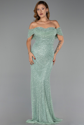 Long Mint Beaded Evening Dress ABU6411