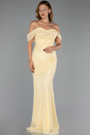 Long Yellow Beaded Evening Dress ABU6411