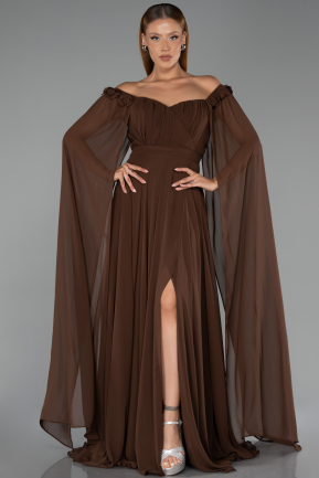 Long Brown Chiffon Evening Dress ABU3462