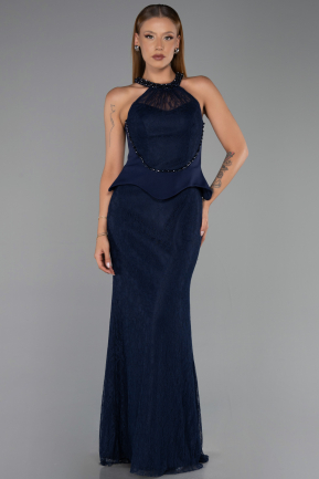 Long Navy Blue Dantelle Evening Dress ABU6425