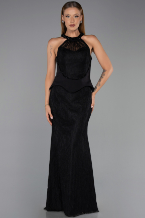 Long Black Dantelle Evening Dress ABU6425