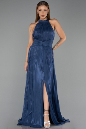 Long Navy Blue Chiffon Evening Dress ABU6441