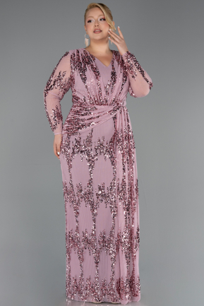 Long Powder Color Scaly Plus Size Evening Gown ABU6493