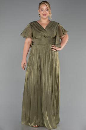 Long Olive Drab Chiffon Formal Plus Size Dress ABU6423