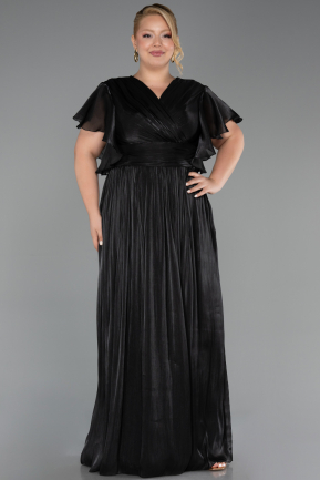 Long Black Chiffon Formal Plus Size Dress ABU6423