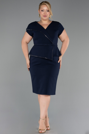 Midi Navy Blue Plus Size Cocktail Dress ABK2669