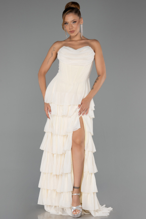 Long Yellow Chiffon Prom Gown ABU6397