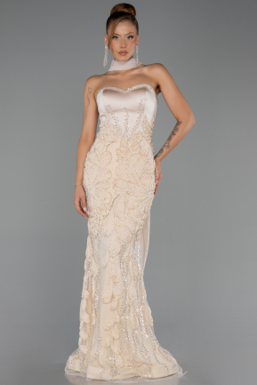 Long Beige Evening Dress ABU6442