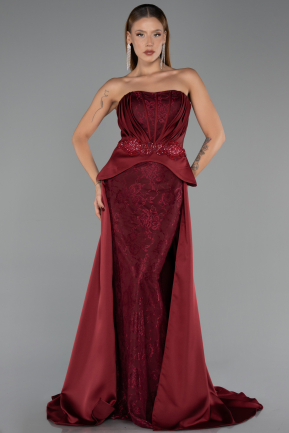 Long Burgundy Dantelle Evening Dress ABU5615