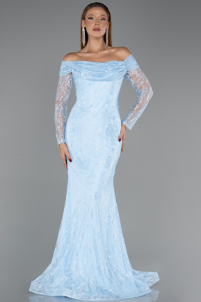 Long Light Blue Dantelle Evening Dress ABU5617