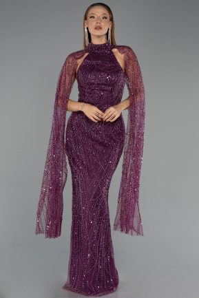 Long Plum Beaded Evening Dress ABU6154
