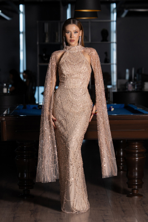 Long Gold Beaded Evening Dress ABU6154