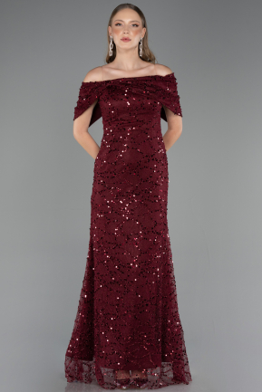 Long Burgundy Dantelle Prom Gown ABU6119