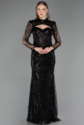 Long Black Beaded Evening Dress ABU6564