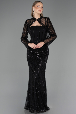 Long Black Beaded Evening Dress ABU6567