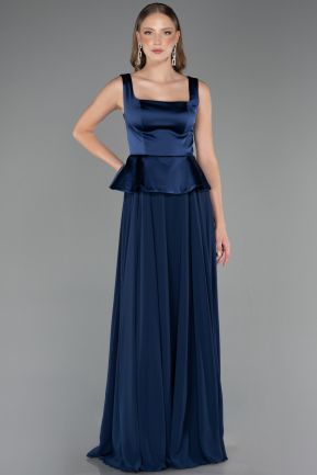 Long Navy Blue Chiffon Evening Dress ABU6568