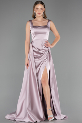 Long Rose Colored Satin Prom Gown ABU6572