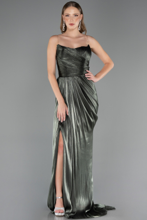Long Olive Drab Chiffon Prom Gown ABU6580