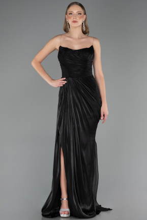 Long Black Chiffon Prom Gown ABU6580