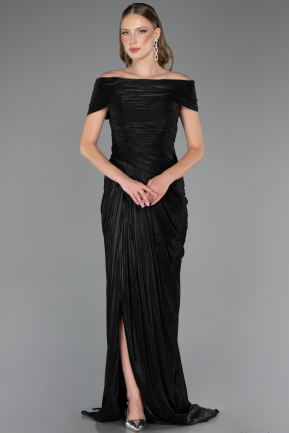 Long Black Chiffon Evening Dress ABU6581