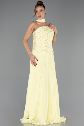 Long Yellow Chiffon Evening Dress ABU6436