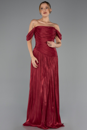 Long Burgundy Chiffon Prom Gown ABU6602