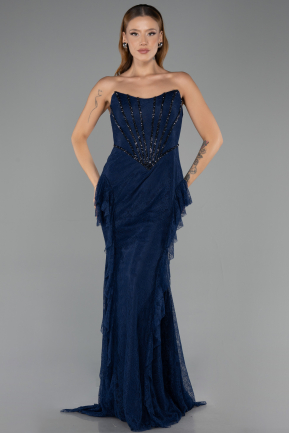 Long Navy Blue Dantelle Mermaid Evening Gown ABU6621