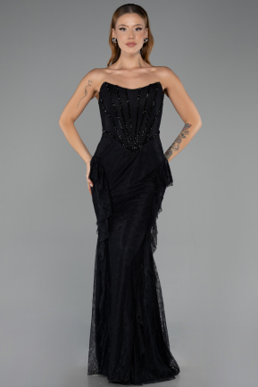 Long Black Dantelle Mermaid Evening Gown ABU6621