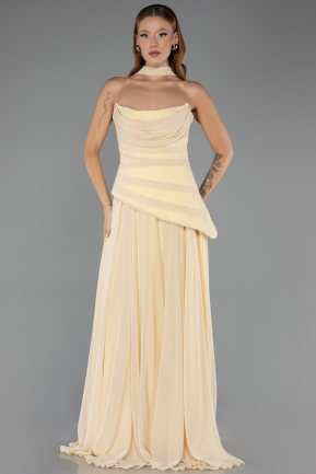 Long Yellow Chiffon Prom Gown ABU5763