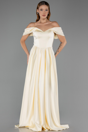 Long Yellow Satin Evening Dress ABU6617