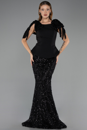 Long Black Scaly Evening Dress ABU6607