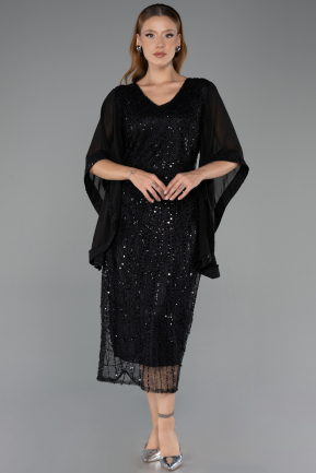 Midi Black Beaded Plus Size Cocktail Dress ABK2693